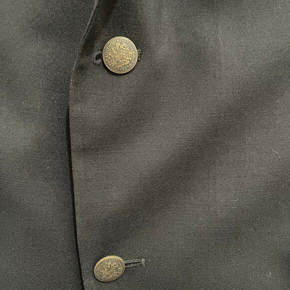 Vintage Oscar de la Renta Black Wool Blazer Sport Coat 44L Gold Crest Buttons - Picture 9 of 12